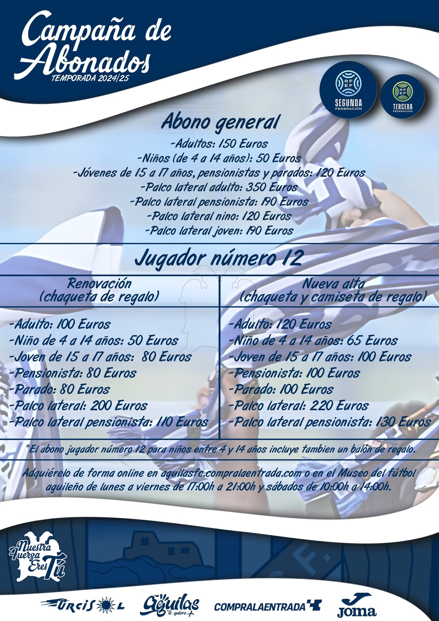 El jugador número 12 repite protagonismo en la campaña de abonados del Águilas F.C.