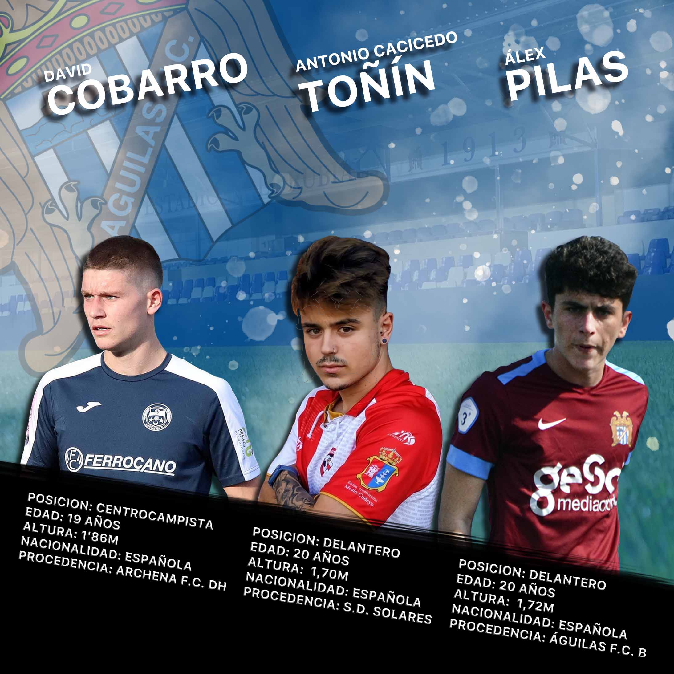 Pilas, Toñín y David Cobarro, tres promesas para el nuevo Águilas